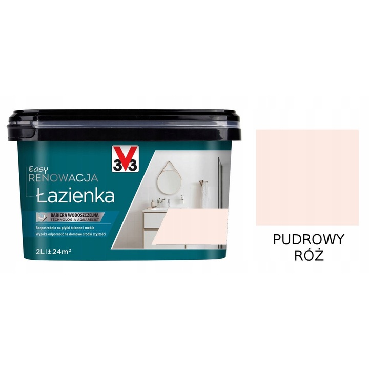 Vopsea V33 Easy Bathroom púderrózsaszín szatén 2l 12m2/l