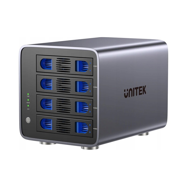 Unitek 4 rekeszes külső RAID ház, 80TB, szürke, 505x260x240mm