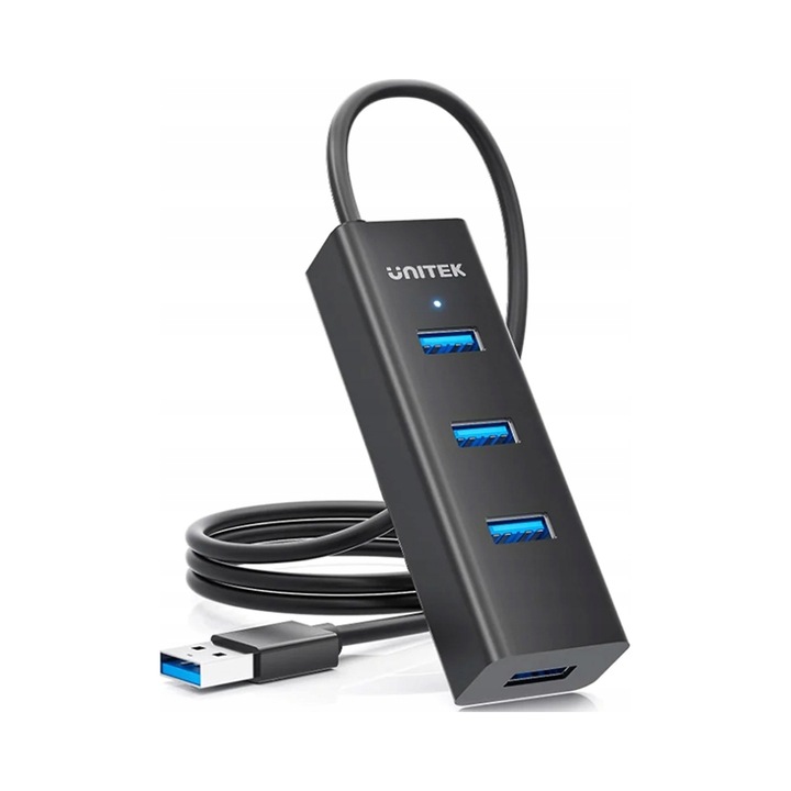 Unitek Y-3089V01 aktív USB elosztó, 4 portos, fekete, 120cm