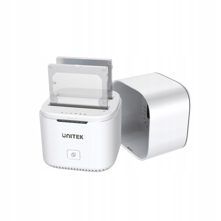 Unitek S1105B01-EU klónozó állomás/dokkoló, USB-C, 2 x HDD/SSD 2,5'' SATA III, UASP 5 Gb/s támogatással és offline klónozással, Fehér, 1 db