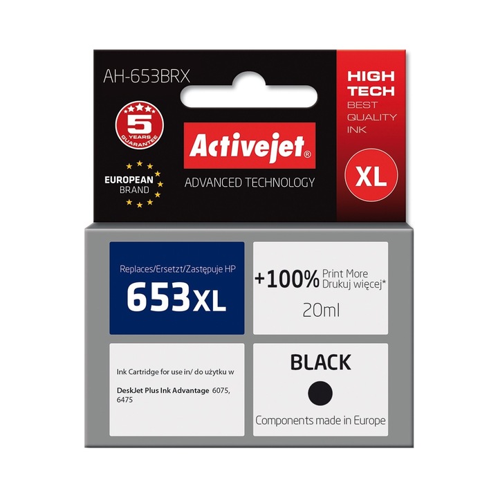 ActiveJet 653XL fekete tintapatron 20ml 1db