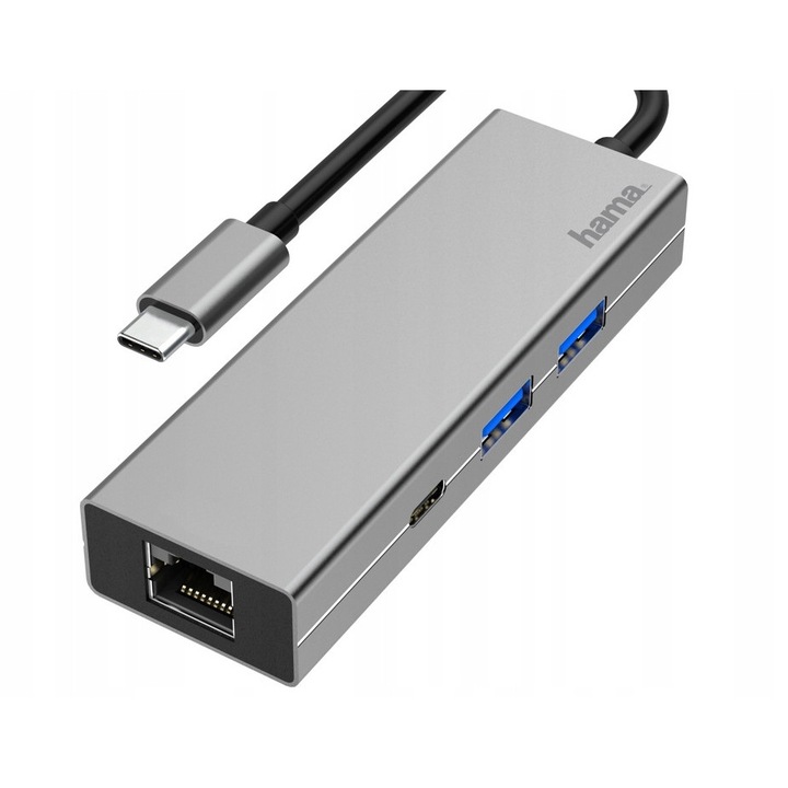 Hama 4 az 1-ben USB-C dokkolóállomás, szürke, 0.15m, 4096x2160px