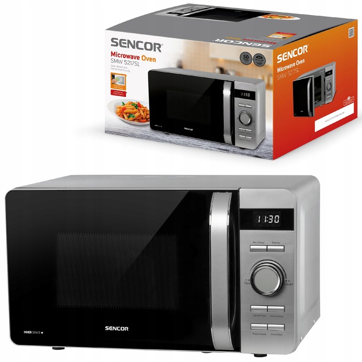 Cuptor cu microunde Sencor SMW5217SL, 17L, 800W, argintiu, 27cm