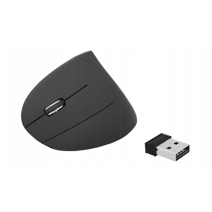 Mouse vertical wireless LTC LXM6D ergonomic negru 1600DPI