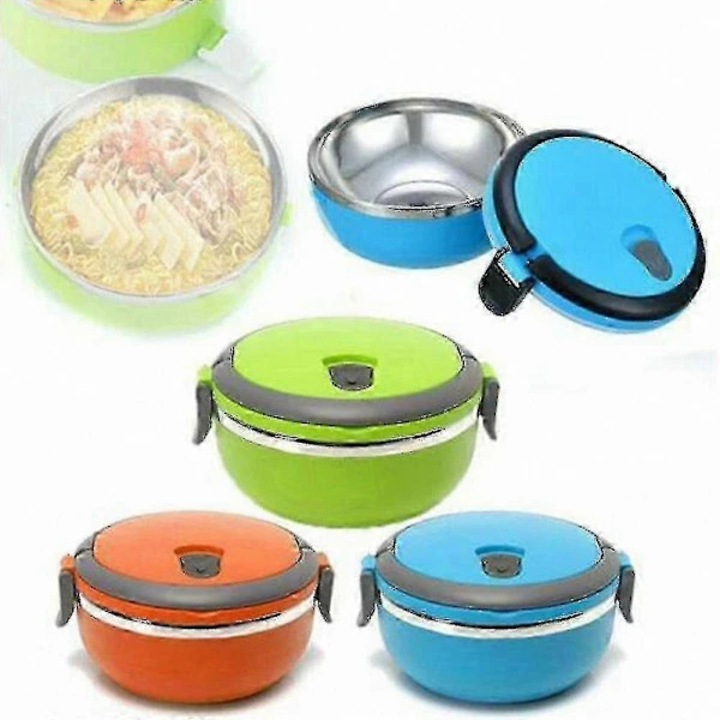 Recipient termo pentru mancare, termos de pranz din otel inoxidabil izolat vid, cu capac etans si cleme, portabil pentru calatorie, multicolor, 1 buc