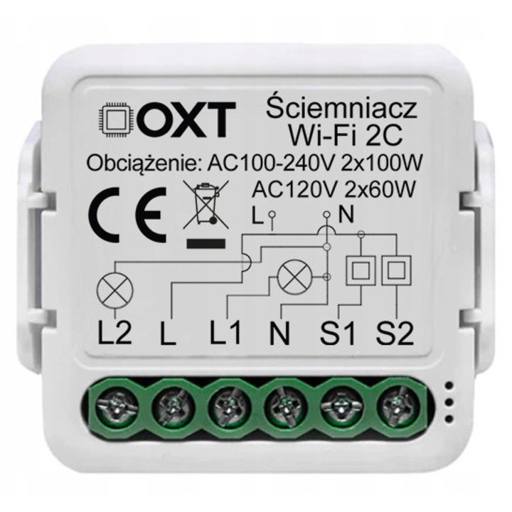 Modul dimmer WiFi OXT mini 2 csatornás fehér 220-240V