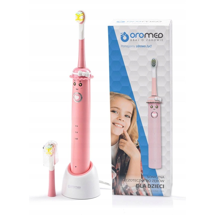 Звукова четка за зъби за деца Oromed Oro-Sonic Girl розова 800mAh комплект