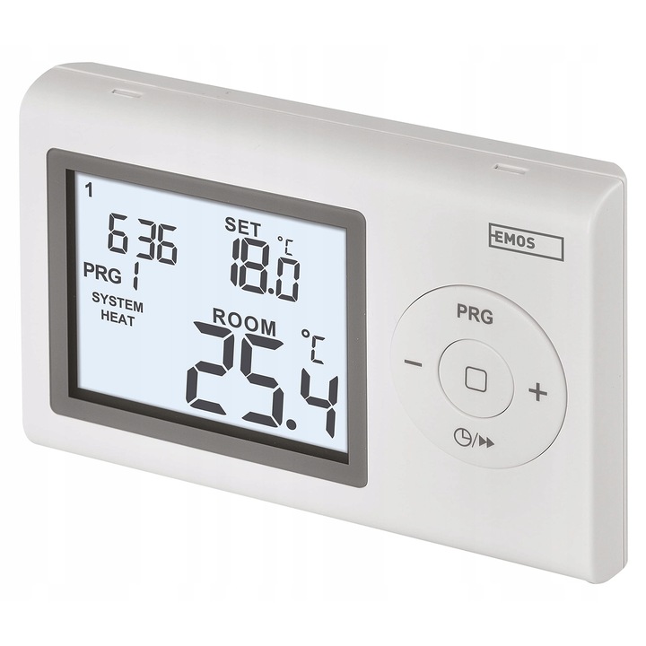Emos P5607 szobatermosztát/szabályzó, programozható, heti, megvilágított kijelzővel, fagyvédelem funkcióval, 0–40°C szabályozás (felbontás 0,1°C), 2×AAA elemmel együtt, fehér, 1 db