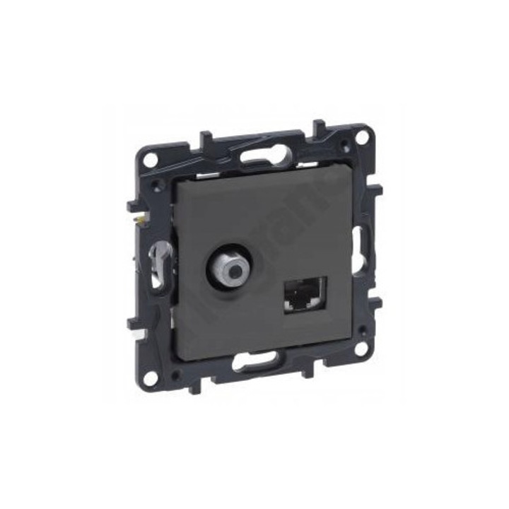 Priza TV si internet Legrand Niloe Step, negru, 86x86mm