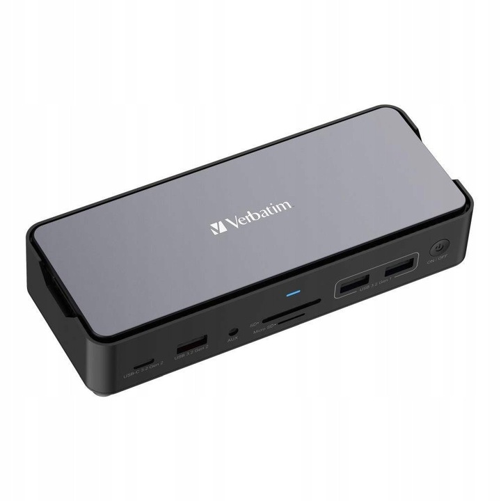Verbatim USB-C Pro CDS-15SSD dokkolóállomás, 15 port, 256GB SSD, fekete-szürke, 168x68.5x34mm