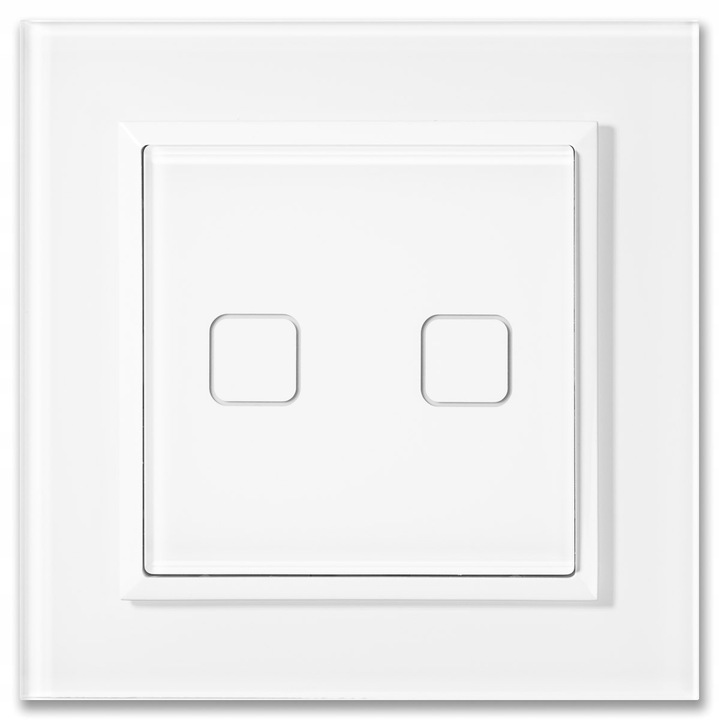 Ospel Sonata Touch dupla WiFi kapcsoló, fehér üveg, 71x71x40mm, kerettel 92x92x9.7mm