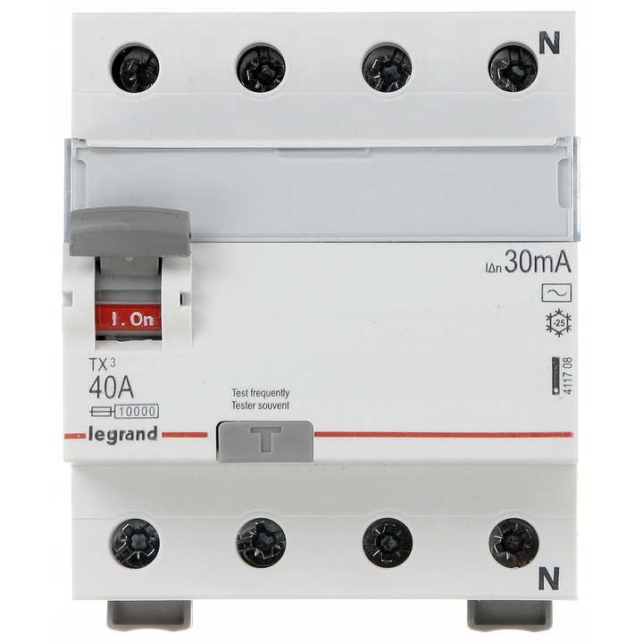 Intrerupator diferential Legrand 4P 40A 30mA AC gri 17,5mm