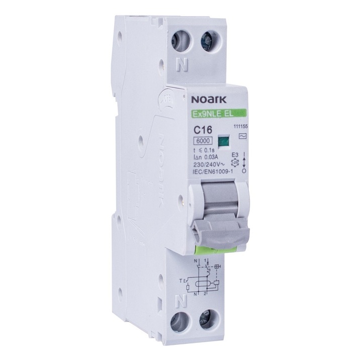Intrerupator diferential Noark Ex9NLE 16A 30mA AC 230V 1P