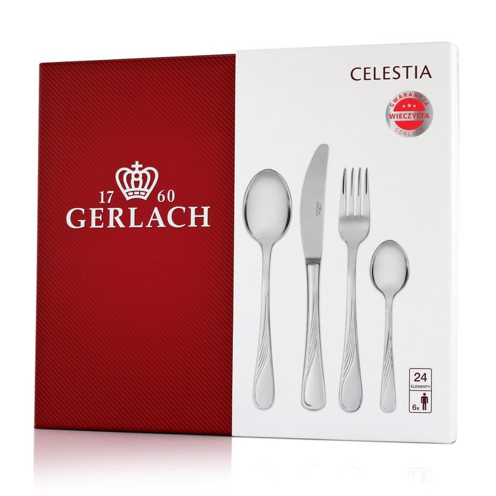 Set de tacamuri Gerlach CELESTIA 24 piese, inox, lucios, pentru 6 persoane