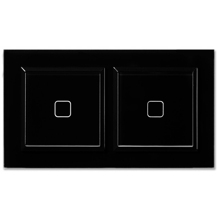Ospel Sonata Touch WiFi kapcsoló szett, fekete üveg, 71x71x40mm, dupla keret 163x92x9.7mm