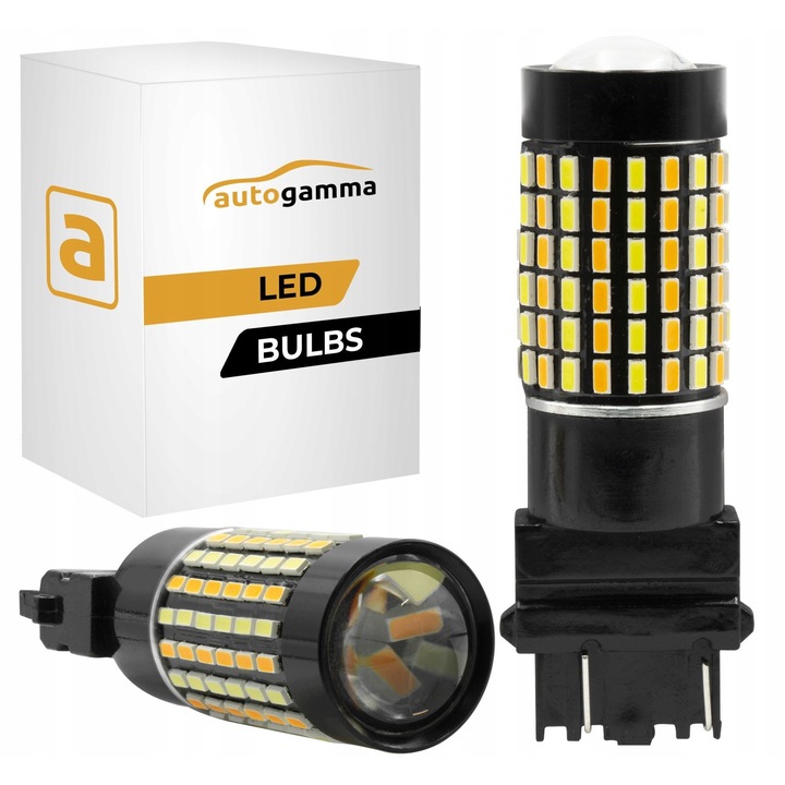 Bec auto Auto Gamma P27/7W LED 3157 két színű fehér-narancssárga 61x18mm 2 db-os készlet