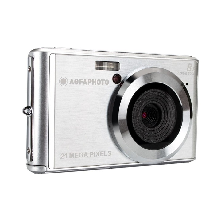 AgfaPhoto DC5200 kompakt fényképezőgép, 21MP, digitális stabilizálás, ezüst, 95x55x25mm