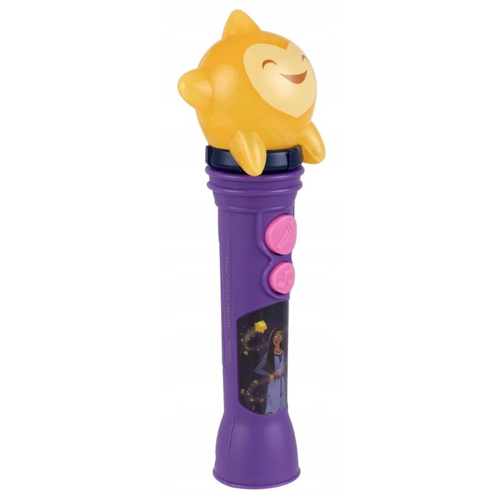 Микрофон за караоке eKids Wish със светлинни ефекти, 21x5см, бял