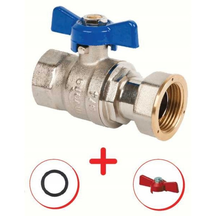 Кран със сфера Invena 1", месинг, 120°C, 3MPa