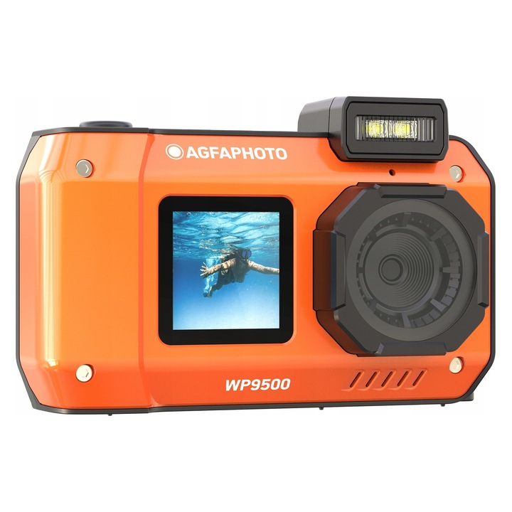 AgfaPhoto WP9500 kompakt fényképezőgép, narancssárga, 24MP, 2xLCD, 18xzoom, 10,5x6,3x2,5cm