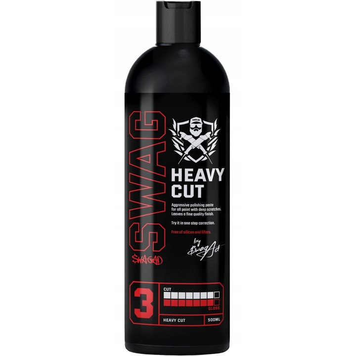Агресивна полир паста Swag Heavy Cut 500ml, силно абразивна, единствен цвят