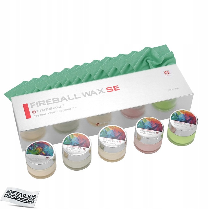 Комплект авто вакса Fireball Waxoholic 5x50ml, 12x микрофибър 40x40cm