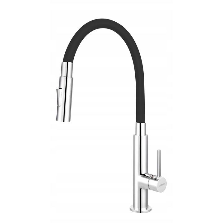 Ferro Zumba Slim 2F mosogató csaptelep, flexibilis, fekete-króm, 34x19x42cm