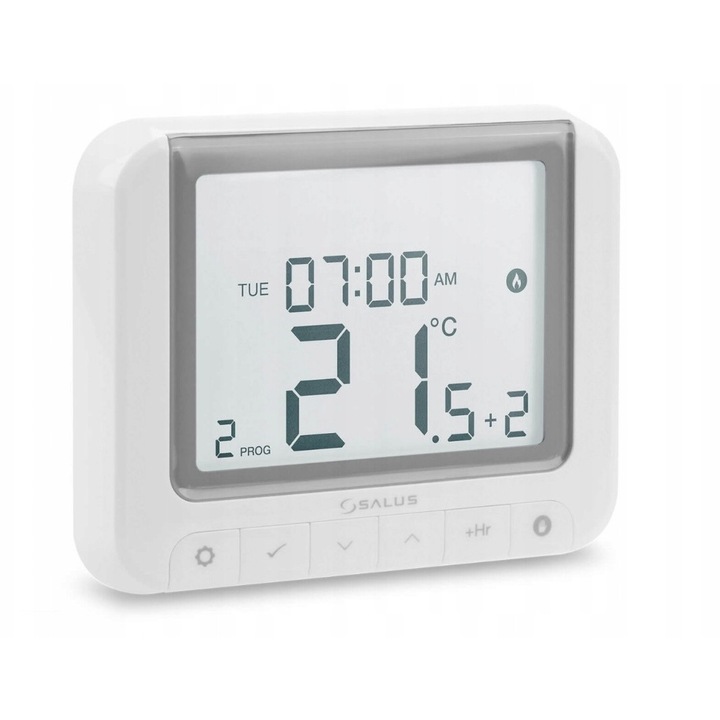 Hőmérséklet-szabályozó (termosztát) Salus RT520RF, vezeték nélküli, heti programozó, OpenTherm OT+ modulációval kompatibilis, felületre szerelhető, fehér, 1 db.