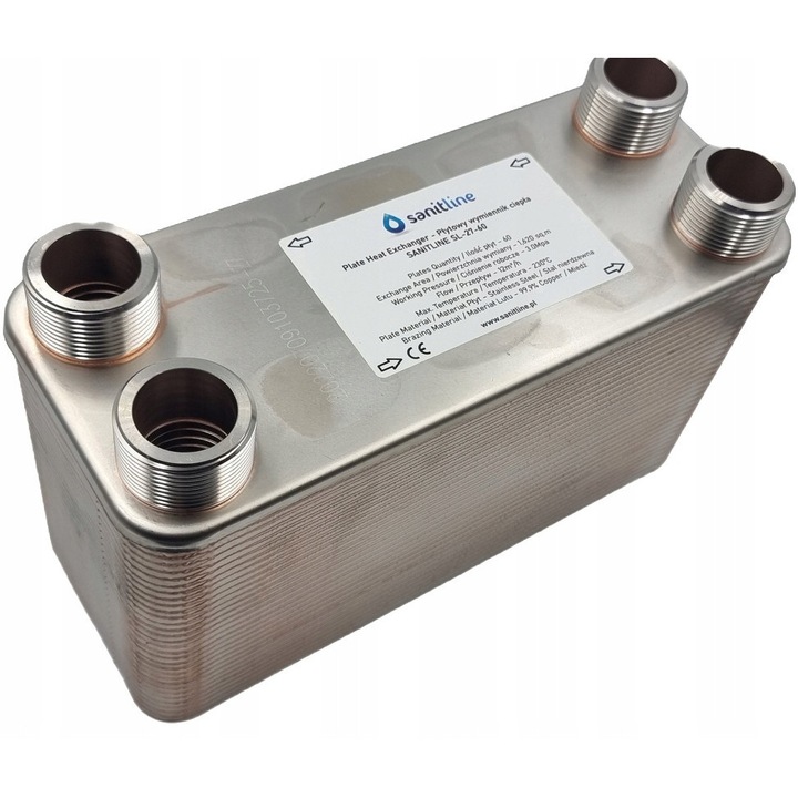 Sanitline SL-27-50 lemezes hőcserélő, 50 lemez, 110kW, inox, 28.6x11.6x12.7cm