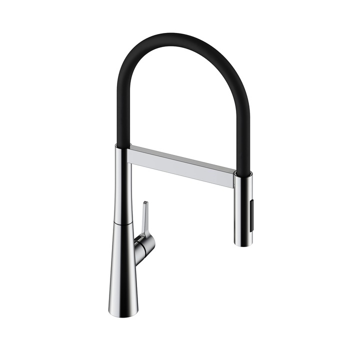 Baterie chiuveta Laveo Cone crom negru flexibila 501mm