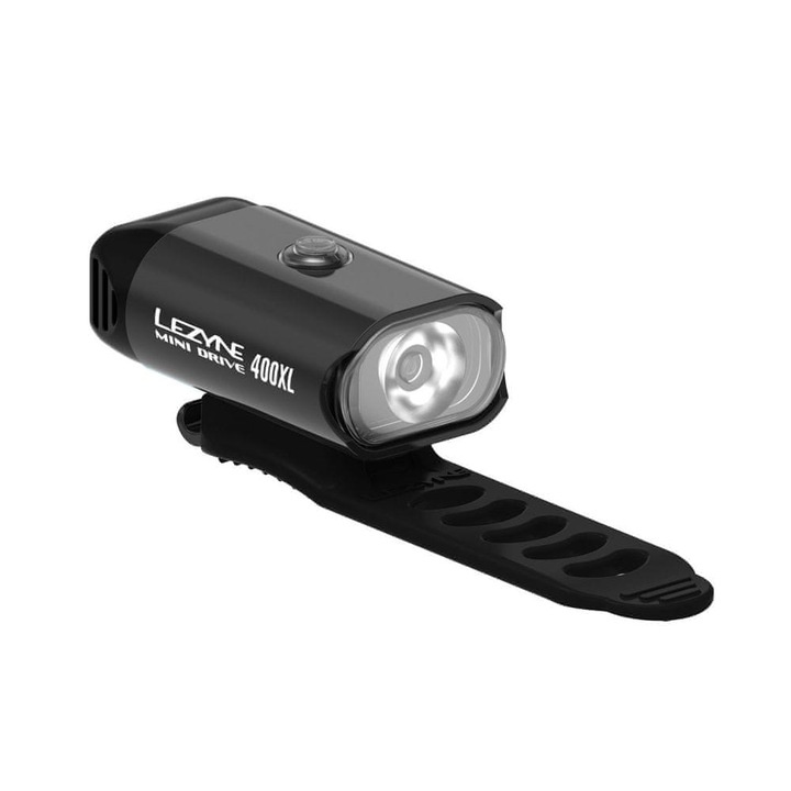Lezyne Mini Drive kerékpár első lámpa, 400lm, USB, fekete, 83g