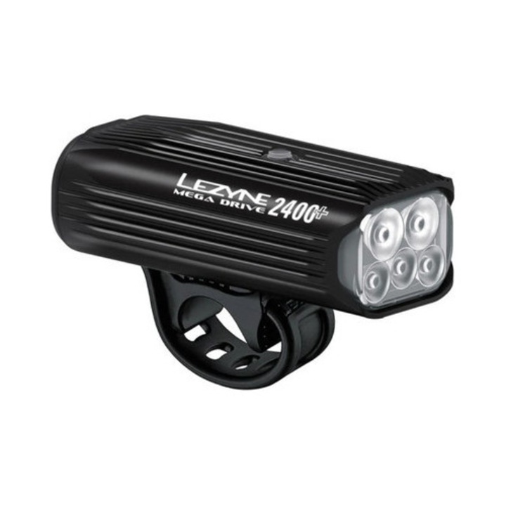 Lezyne Mega Drive 2400+ első lámpa, fekete, 2400 lumen, USB-C, 9600 mAh, 8 mód, 450 óra üzemidő