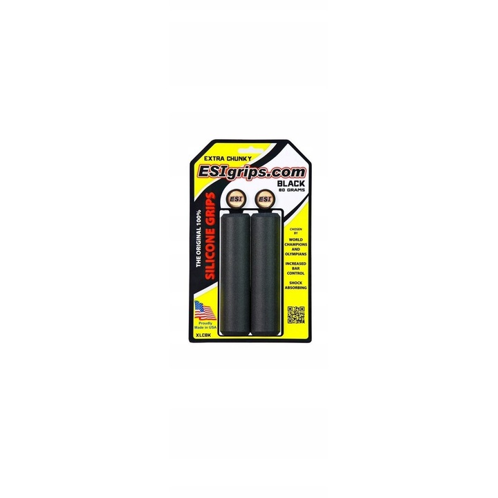 Mansoane bicicleta Esi Extra Chunky, szilikon, fekete, 133x34mm, 80g, szett