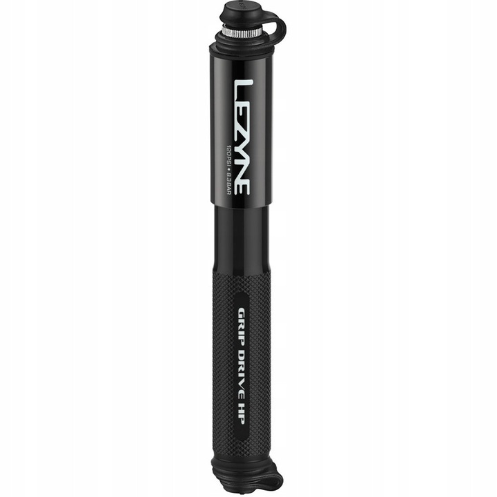 Lezyne Grip Drive HP S kézi pumpa, alumínium, fekete, 186mm, 120 PSI