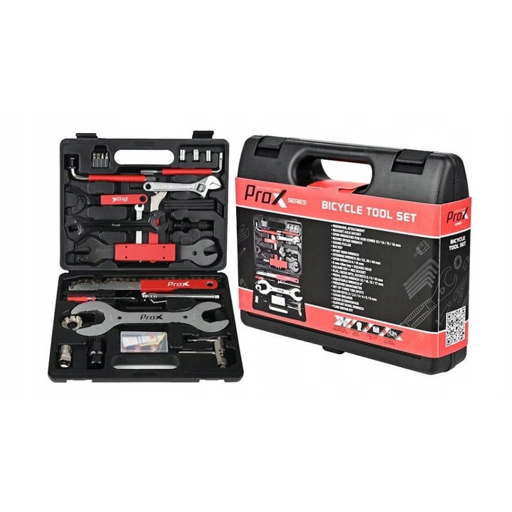Комплект инструменти за велосипед Prox KT-02, 29 части, черен, куфар 2895g