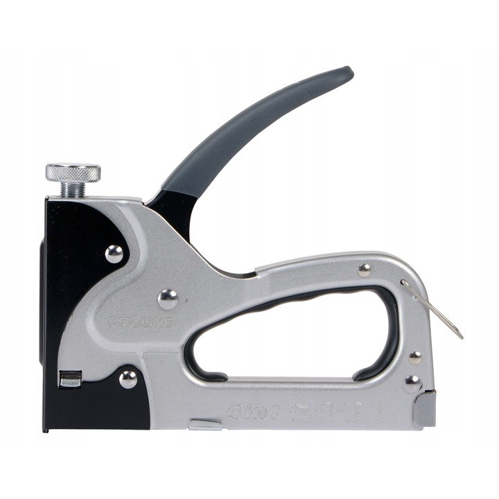 Capsator pentru tapiterie Proline PROFI 55036 (C92FIXZCMH2), tip G 6–14, 4-in-1 compatibil cu capse G 6–14/10–12 si cuie E 10–14, negru/gri