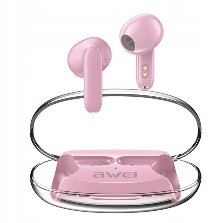 Awei T85 Bluetooth 5.3 ENC in-ear fülhallgató, rózsaszín, 70x21x22mm, töltőtokkal