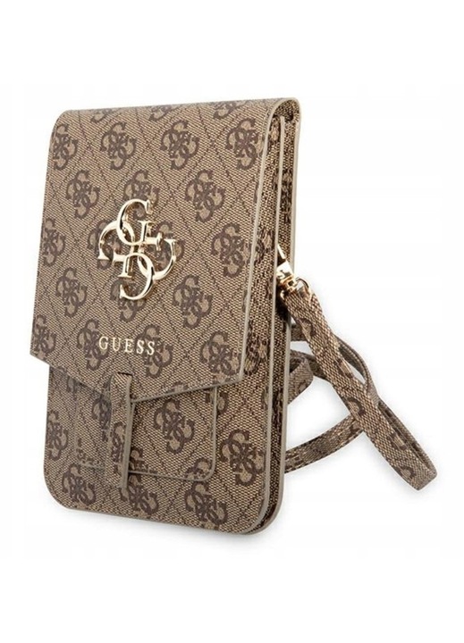 Geanta Guess 4G, piele ecologica, maro, 17.5x11.5cm