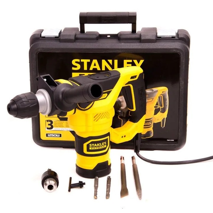 Ciocan rotopercutor Stanley Fatmax 1250W 3.5J SDS-plus cu accesorii si cutit 4m