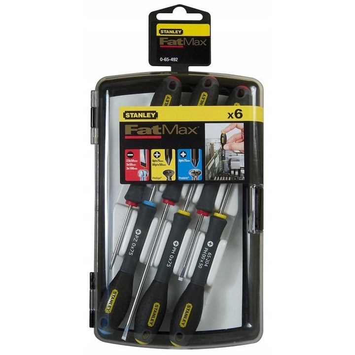 Stanley FatMax 6 darabos csavarhúzó készlet, precíziós, többszínű, 50x100mm