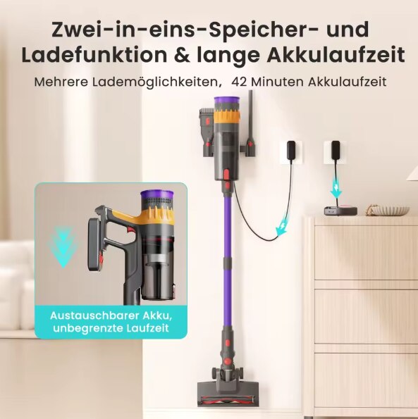 Aspirator Lefant, fara fir, 40.000 Pa, motor fara perii, afisaj LED, filtrare HEPA in 5 etape, autonomie de 42 de minute, curatare par de animale, V1