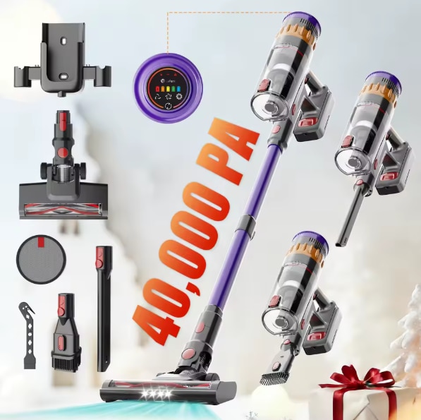 Aspirator Lefant, fara fir, 40.000 Pa, motor fara perii, afisaj LED, filtrare HEPA in 5 etape, autonomie de 42 de minute, curatare par de animale, V1