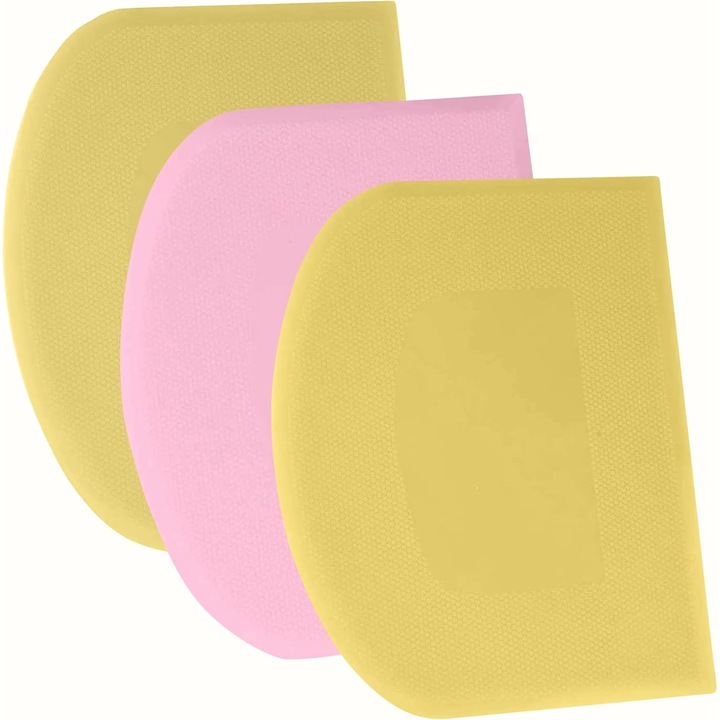 Set 3 raclete aluat flexibile, plastic PE, roz-galben, 12x9.5cm
