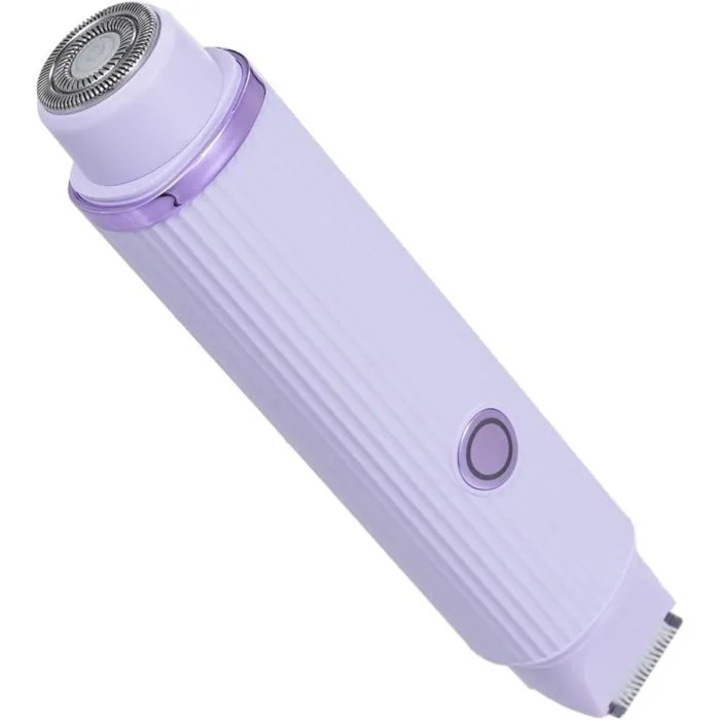 Aparat de ras electric dual head, tuns corp, cap fin, pieptene 2mm, perie curatare, mov