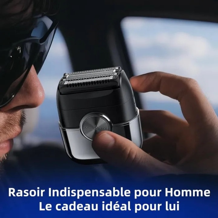 Aparat de ras electric, mini shaver cu 4 lame independente, incarcare rapida USB-C, autonomie 120 min, rezistent la apa pentru uz uscat/umed, negru/argintiu, 1 buc
