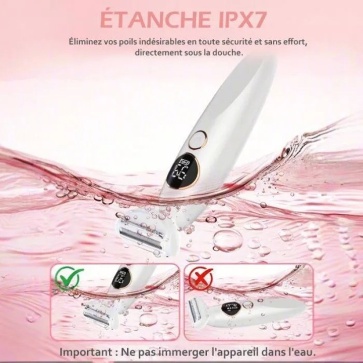 Epilator femei 5in1, afisaj LED, IPX7, autonomie 120 min, USB-C, alb