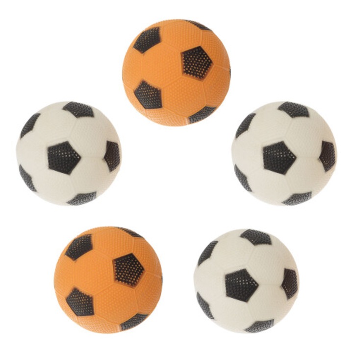 Set 5 bucati, mingi mini fotbal din PVC, umflabile, pentru interior si exterior, Multicolor, O12 cm