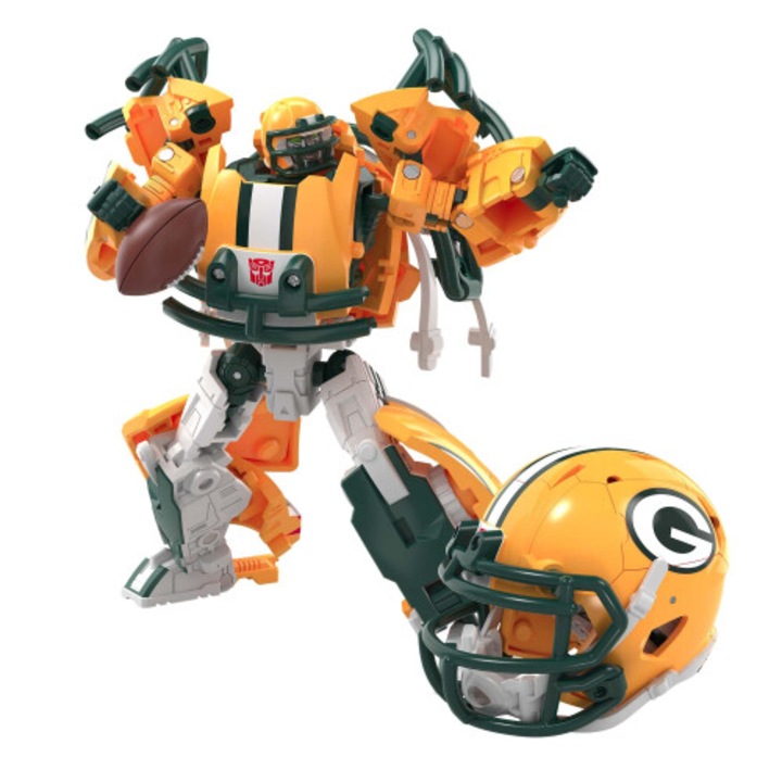 Фигурка за действие Transformers Tundra Prime, зелено-жълта, 14см, трансформира се робот-футболна каска