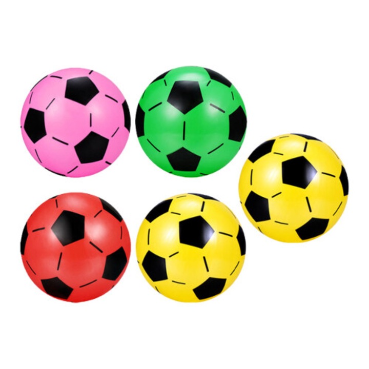 Set 10 bucati, mingi de fotbal/baloane gonflabile din plastic, multicolor, pentru copii