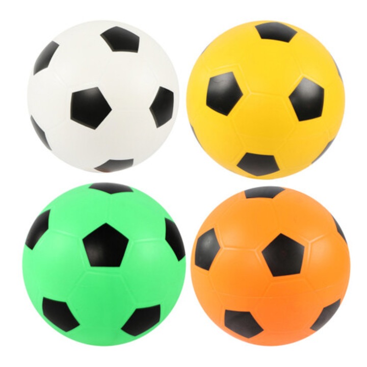 Minge de fotbal, minge soccer gonflabila, pvc durabil, pentru copii, Multicolor, Set 12 buc, diametru 15 cm